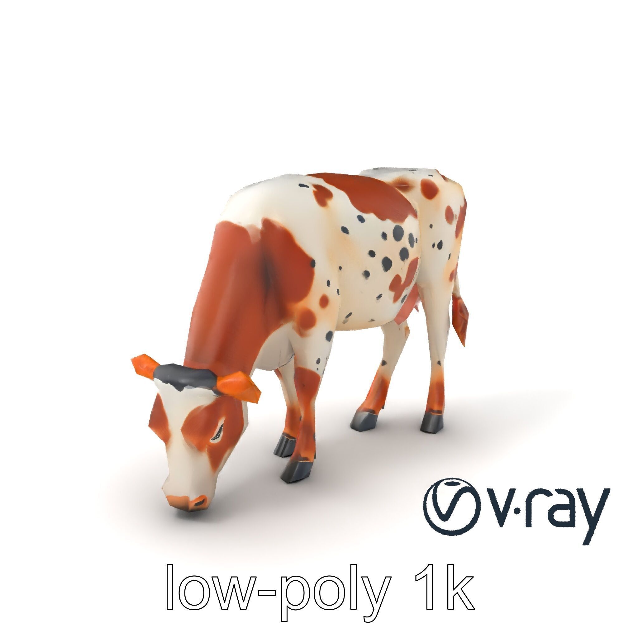 Spotted Cow Grazing Animation Farm model pack Low-poly 3D model_2