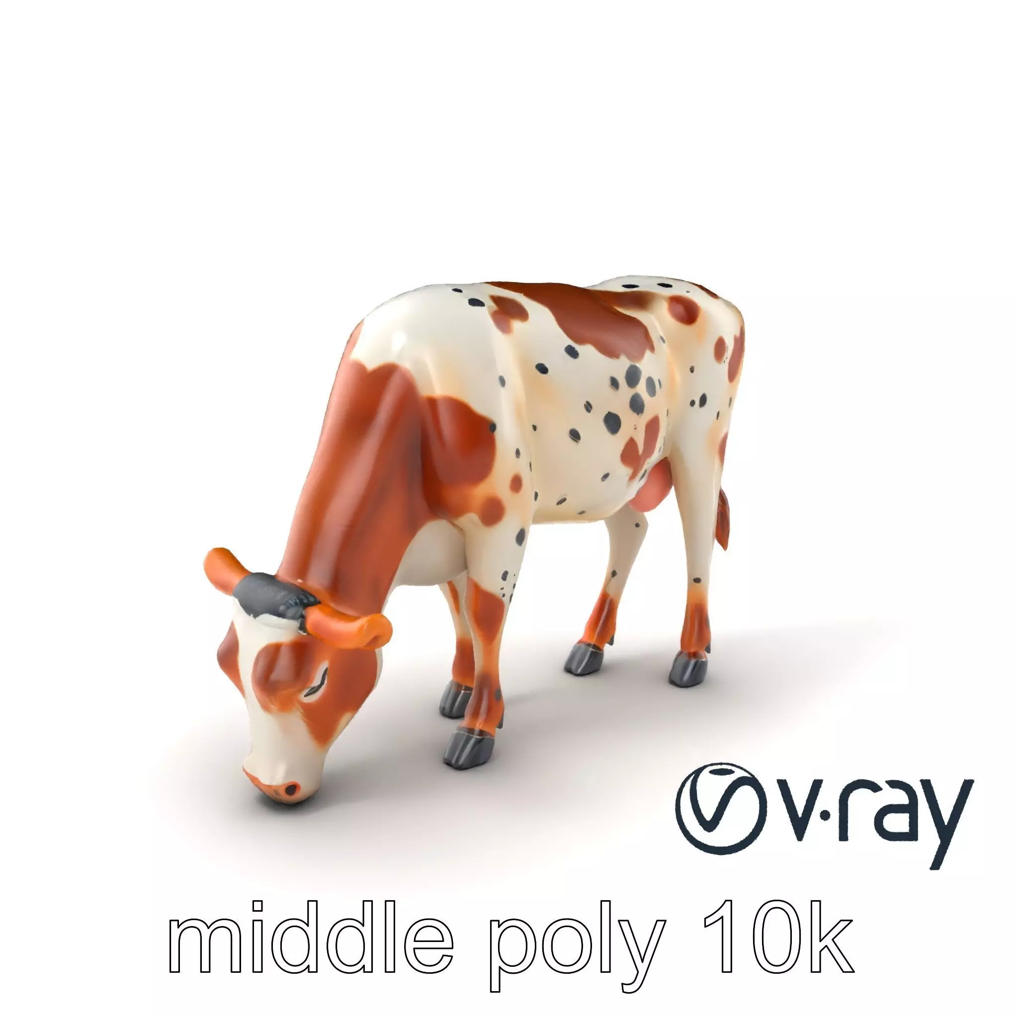 Spotted Cow Grazing Animation Farm model pack Low-poly 3D model_0
