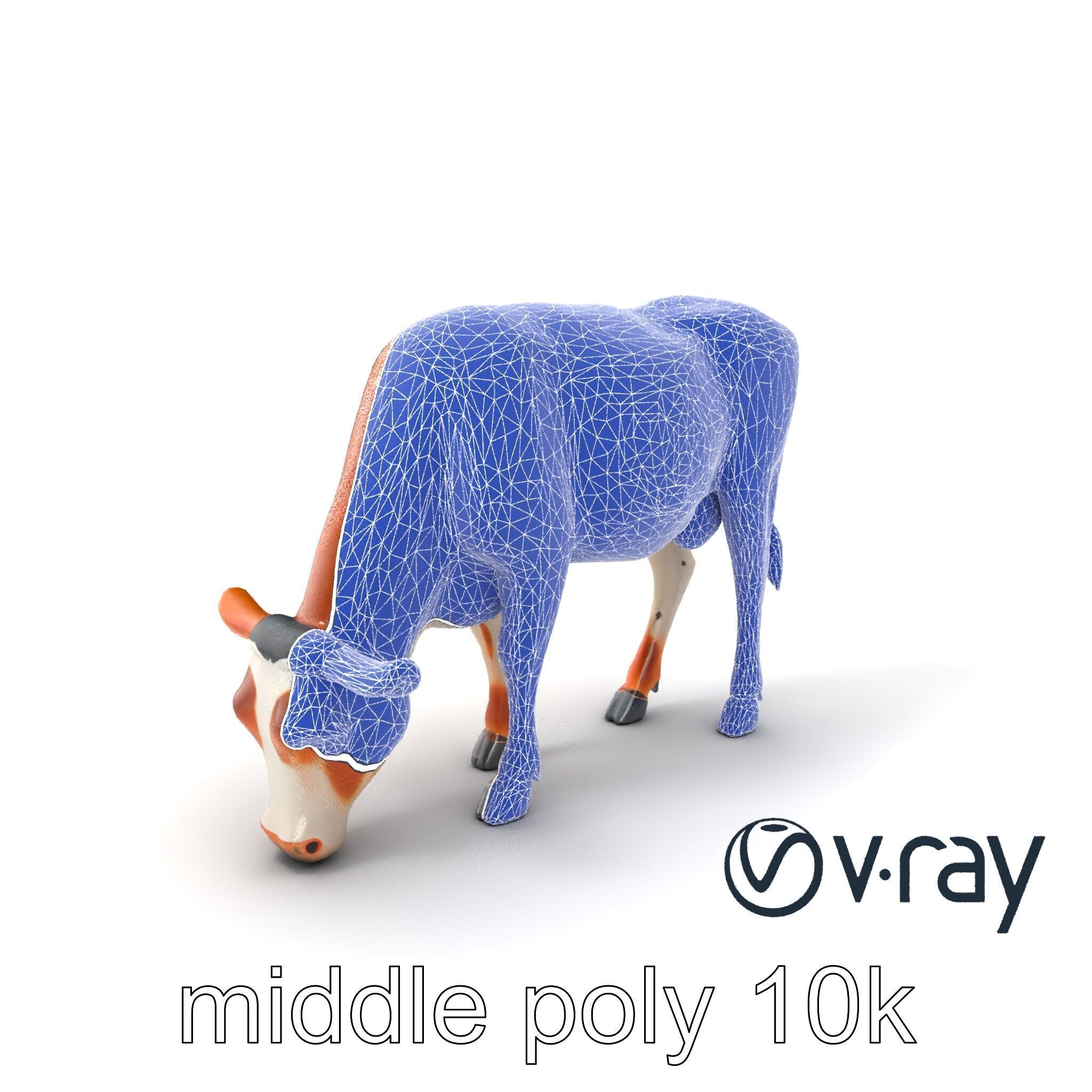 Spotted Cow Grazing Animation Farm model pack Low-poly 3D model_4