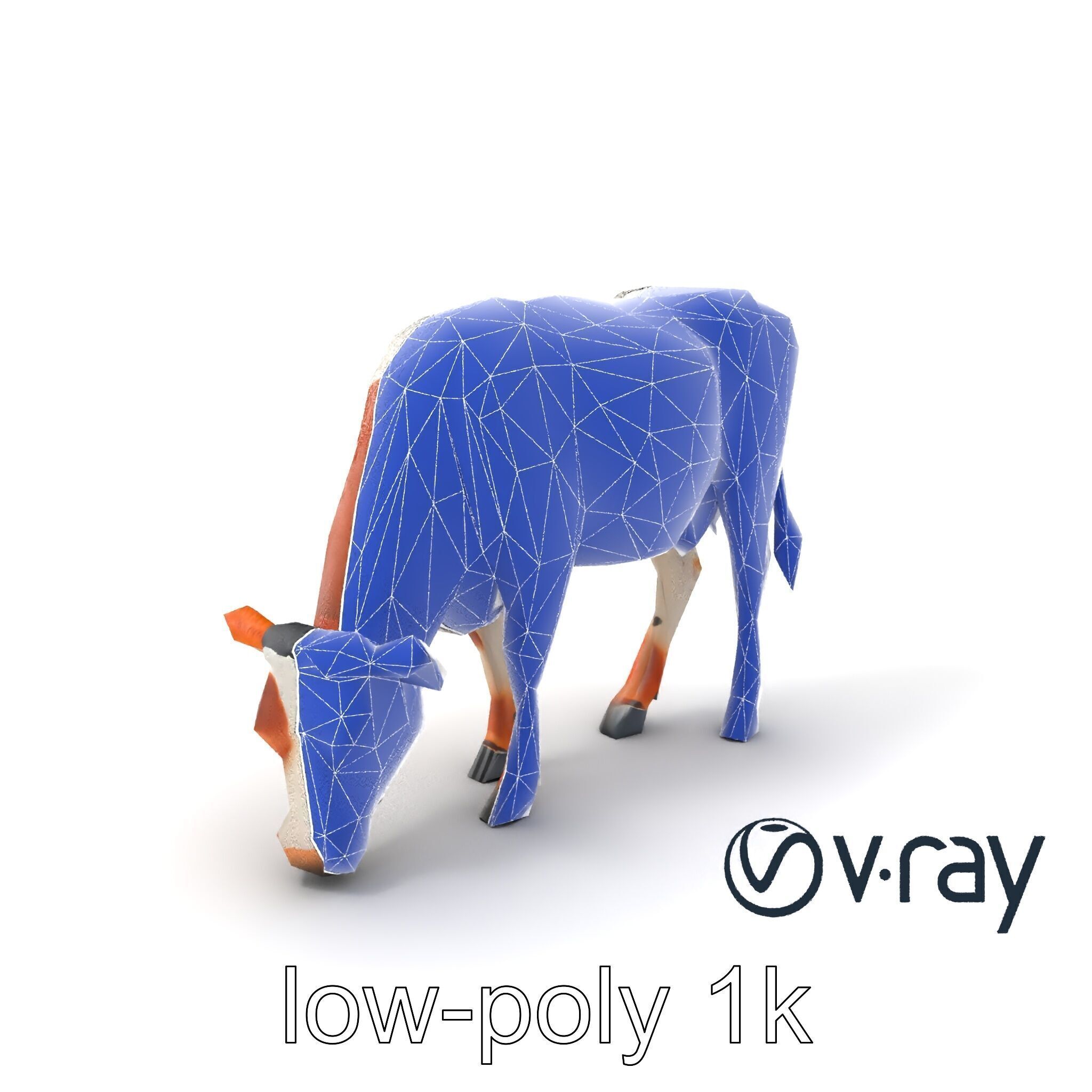 Spotted Cow Grazing Animation Farm model pack Low-poly 3D model_18