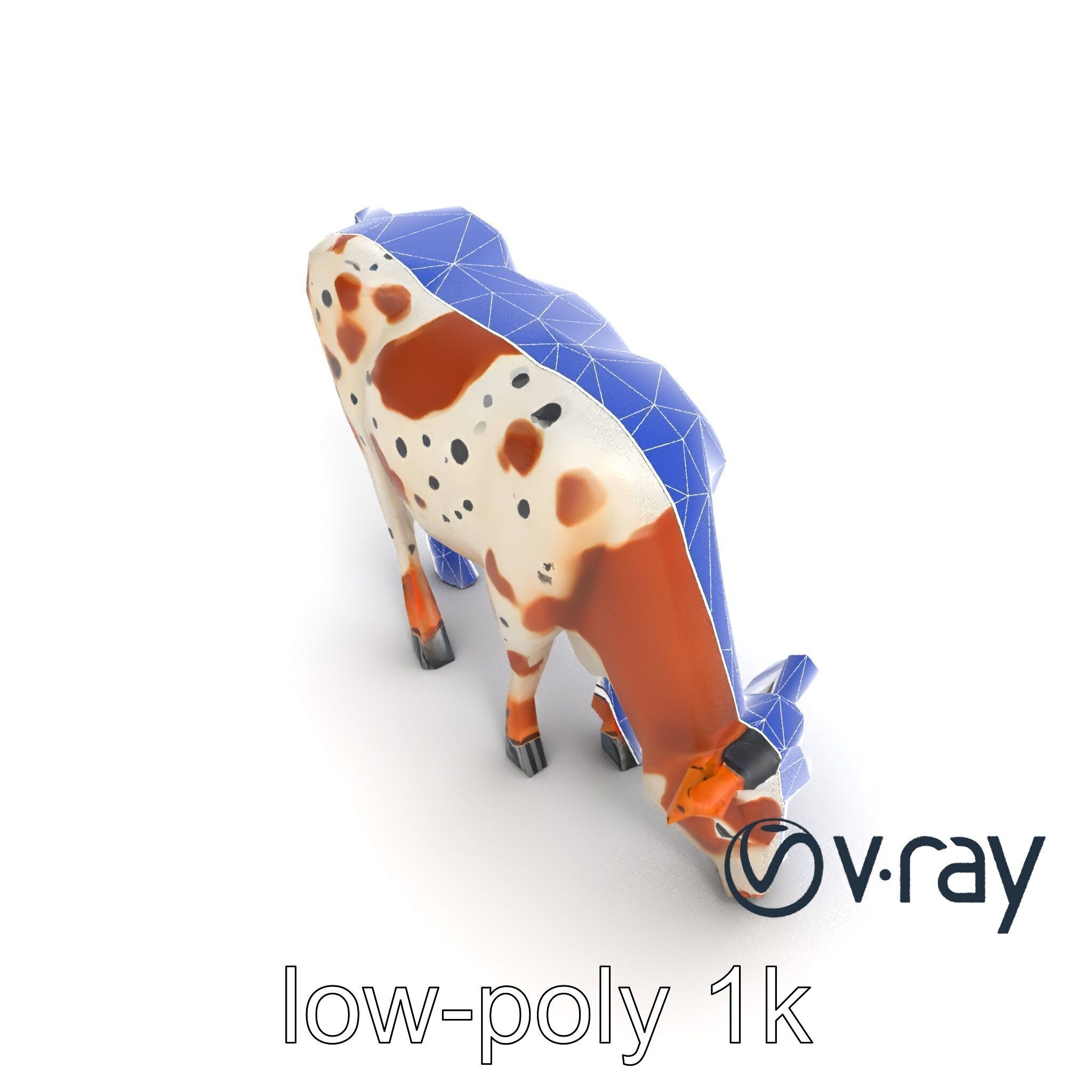 Spotted Cow Grazing Animation Farm model pack Low-poly 3D model_26