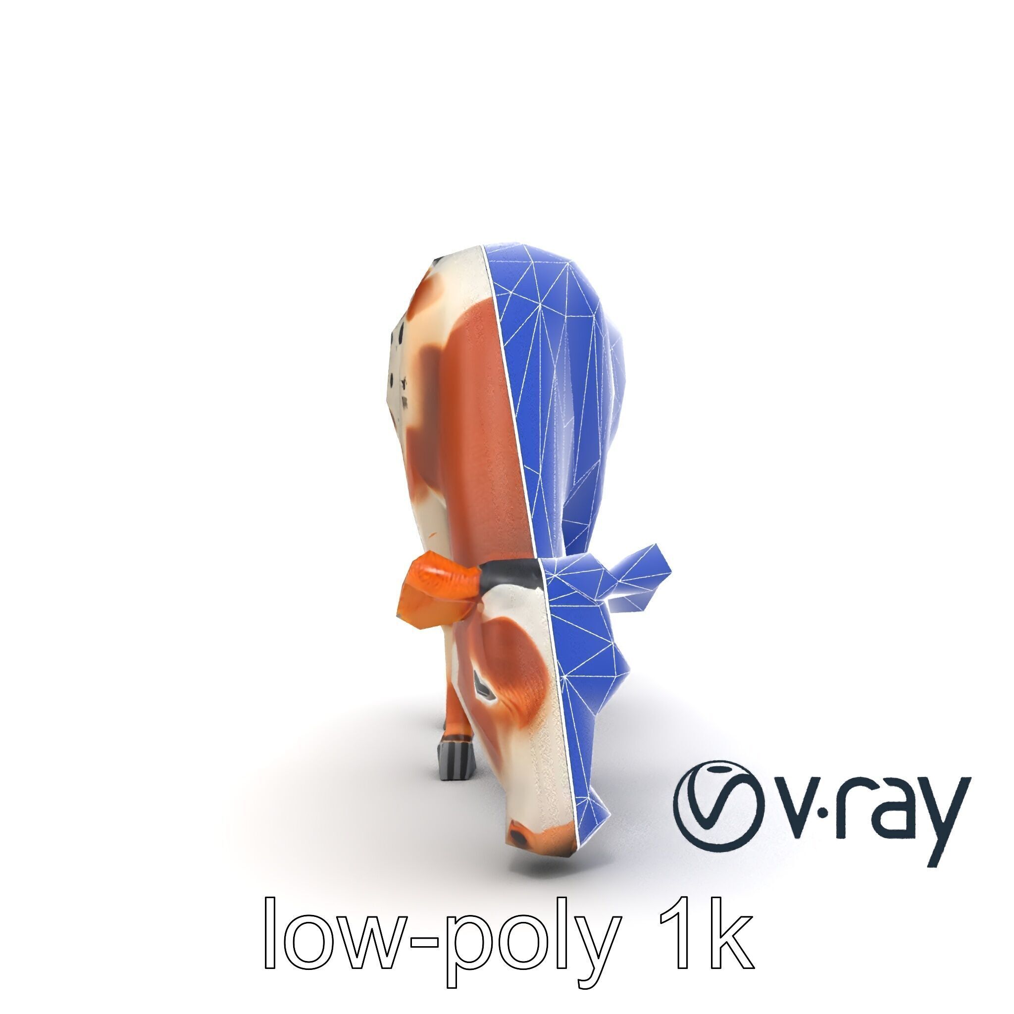 Spotted Cow Grazing Animation Farm model pack Low-poly 3D model_22