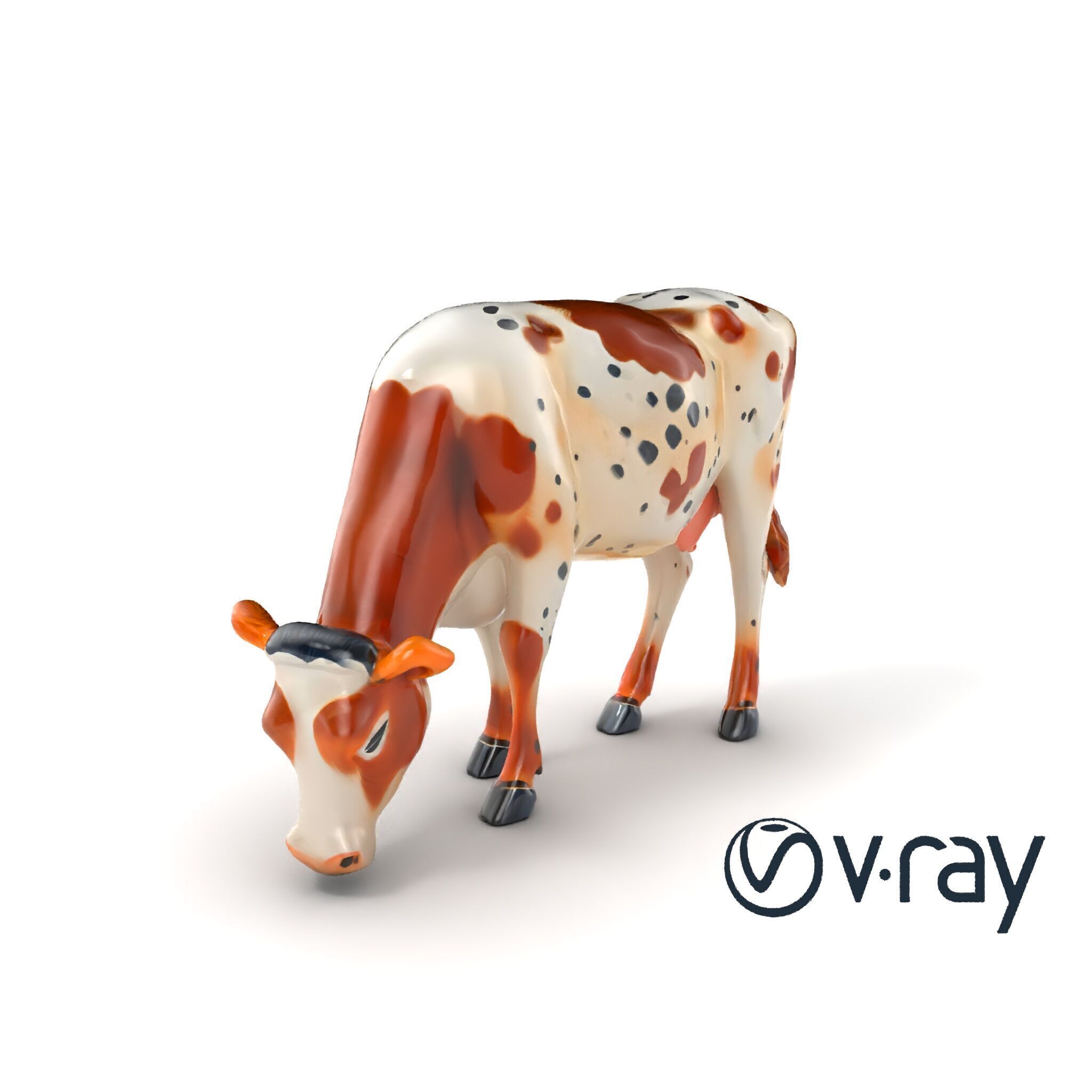 Spotted Cow Grazing Animation Farm model pack Low-poly 3D model_6