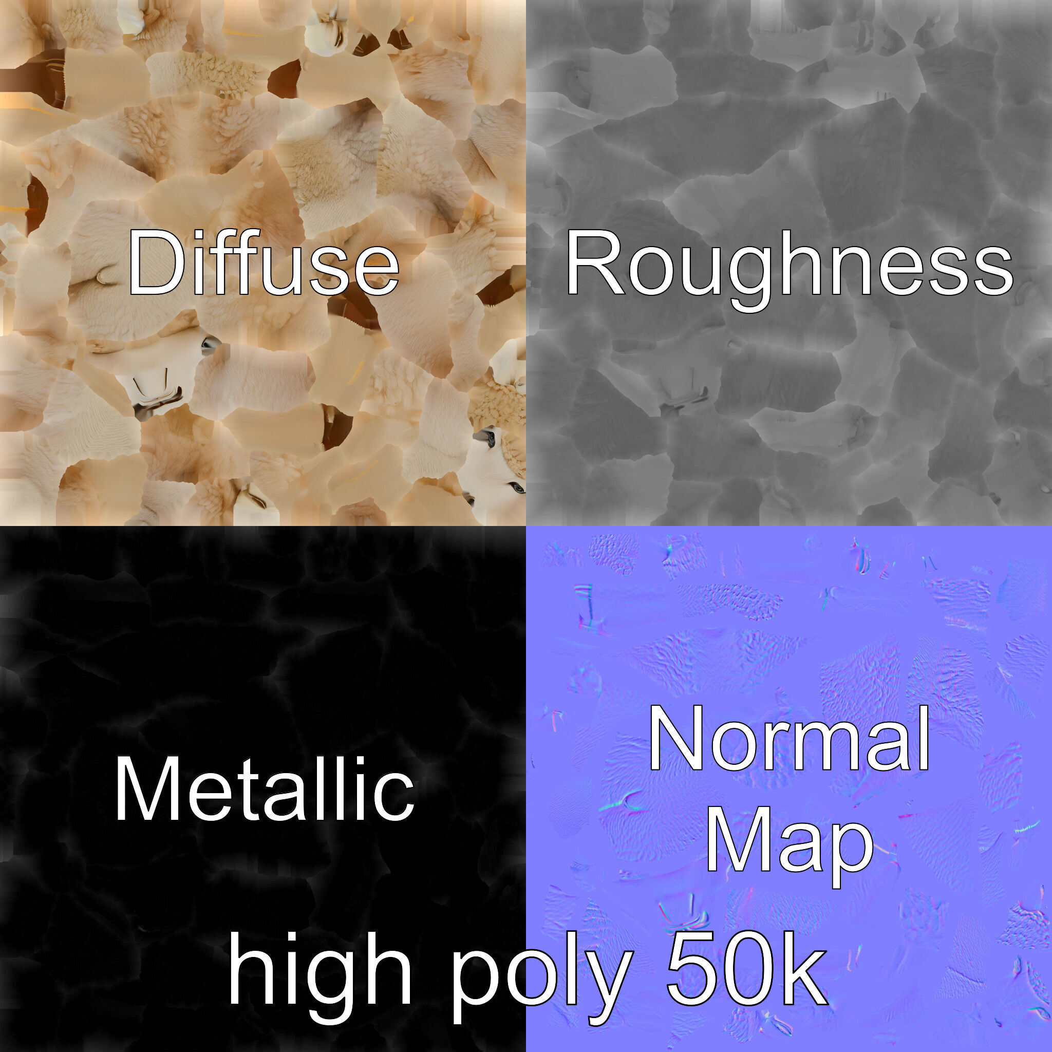 Fluffy Sheep Grazing Stance model pack Low-poly 3D model_1