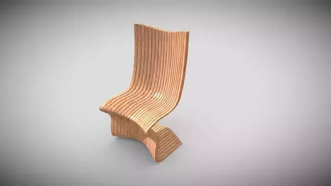 Orgnaic Wooden Chair Low-poly 3D model