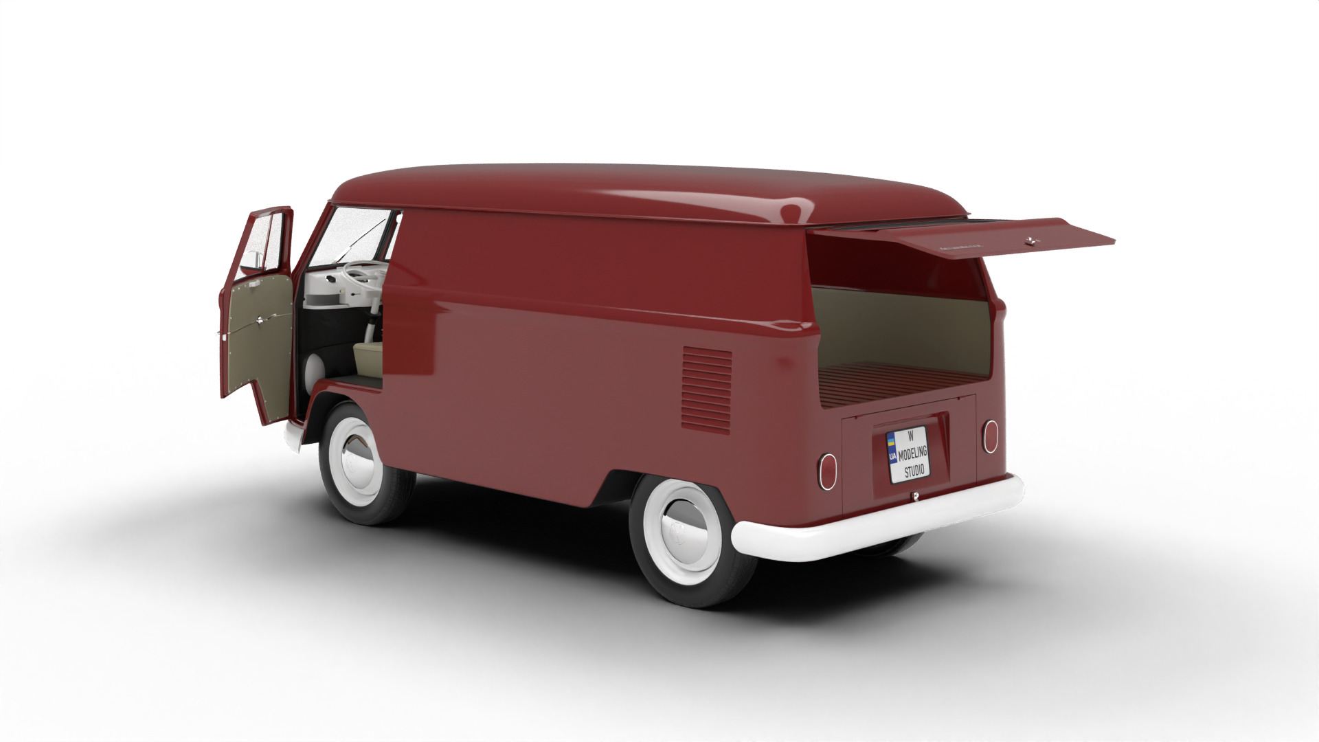 Volkswagen T1 Panel Van 1950 HQ 3d model 3D model_1