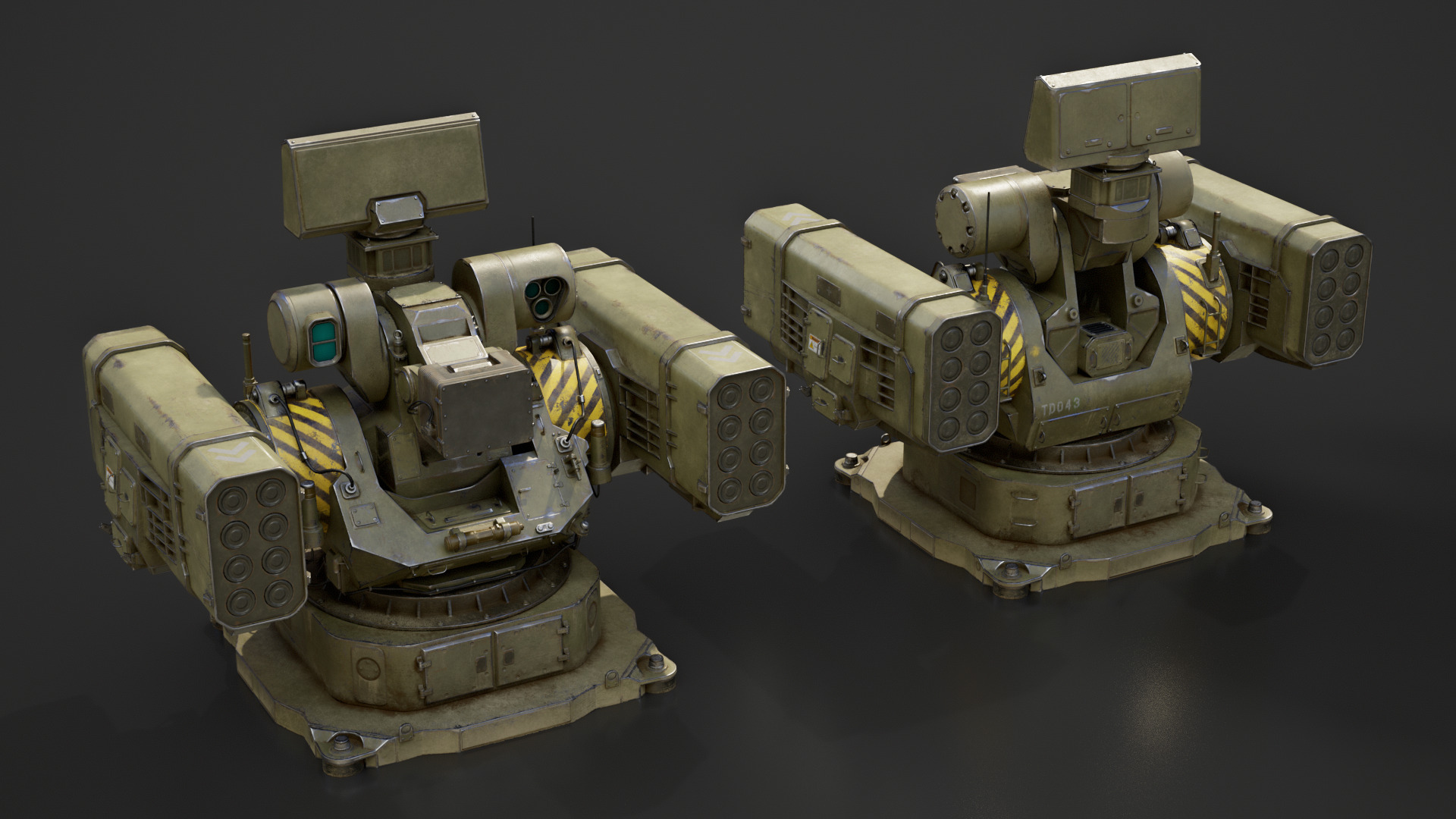 Modular Turret 3d model Low-poly 3D model_1