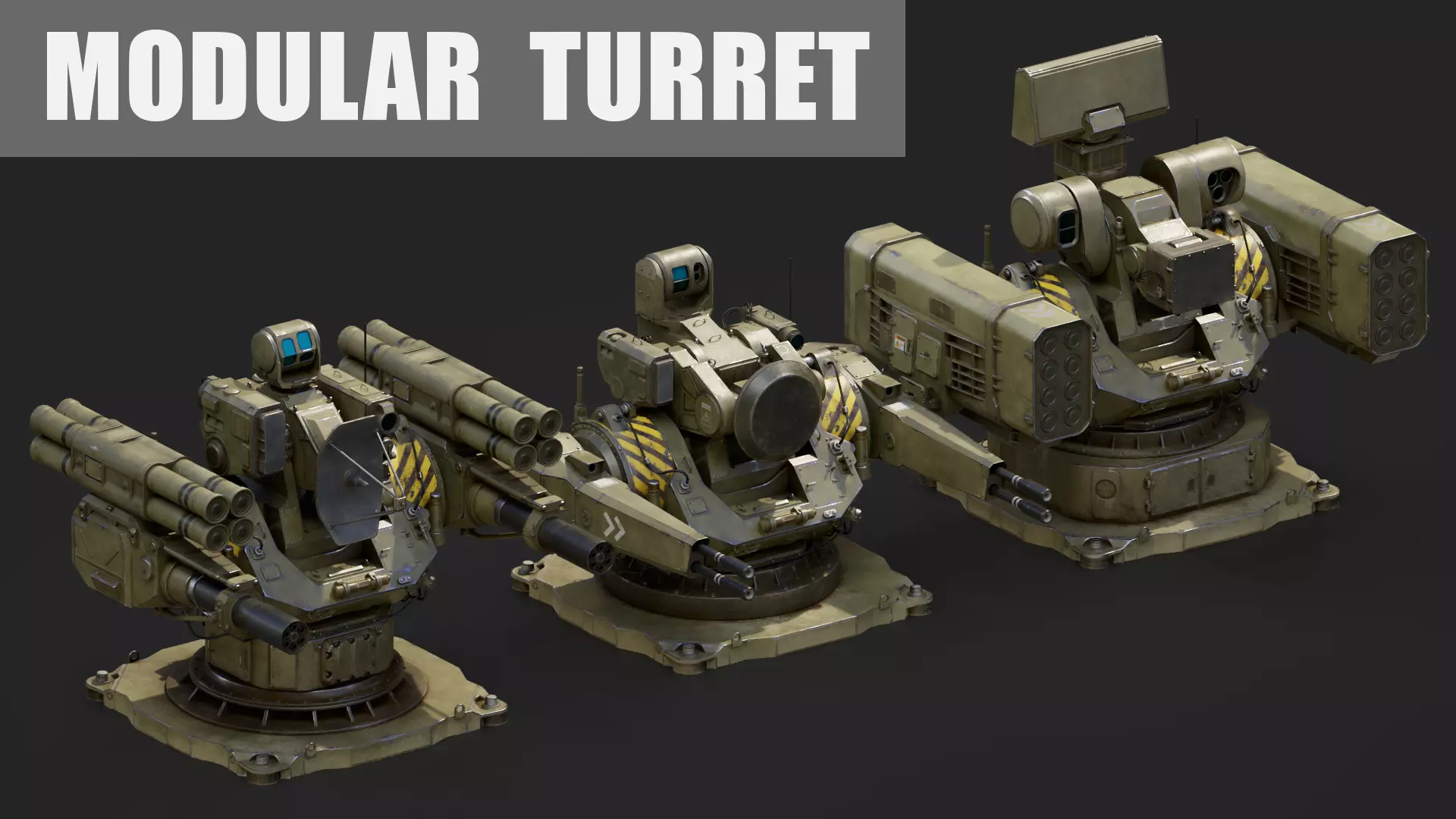 Modular Turret 3d model Low-poly 3D model_0