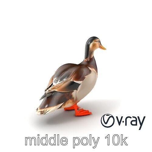 Mallard Duck Wildlife Sculpture model pack Low-poly 3D model