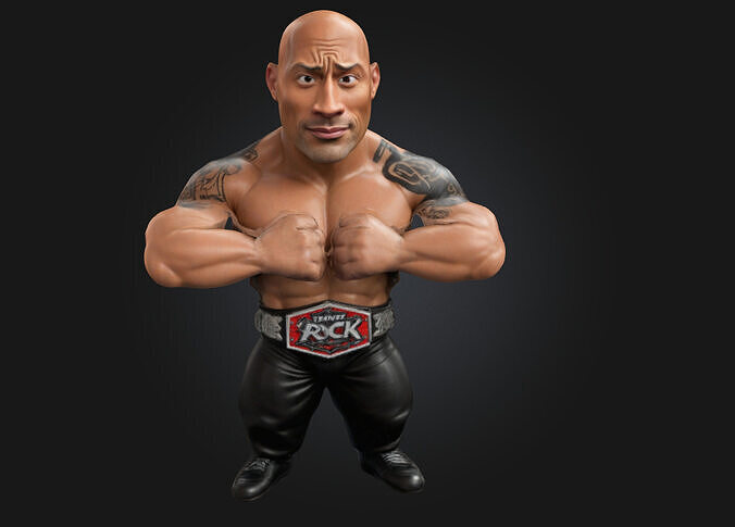 The Rock Stylized 3D Printable Caricature Figure 3D print model
