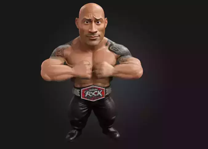 The Rock Stylized 3D Printable Caricature Figure