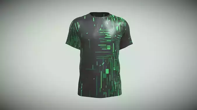 Soccer Black And Green Football Jersey Player-11 In Low Poly