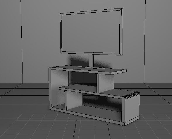 TV cabinet Low-poly 3D model_1