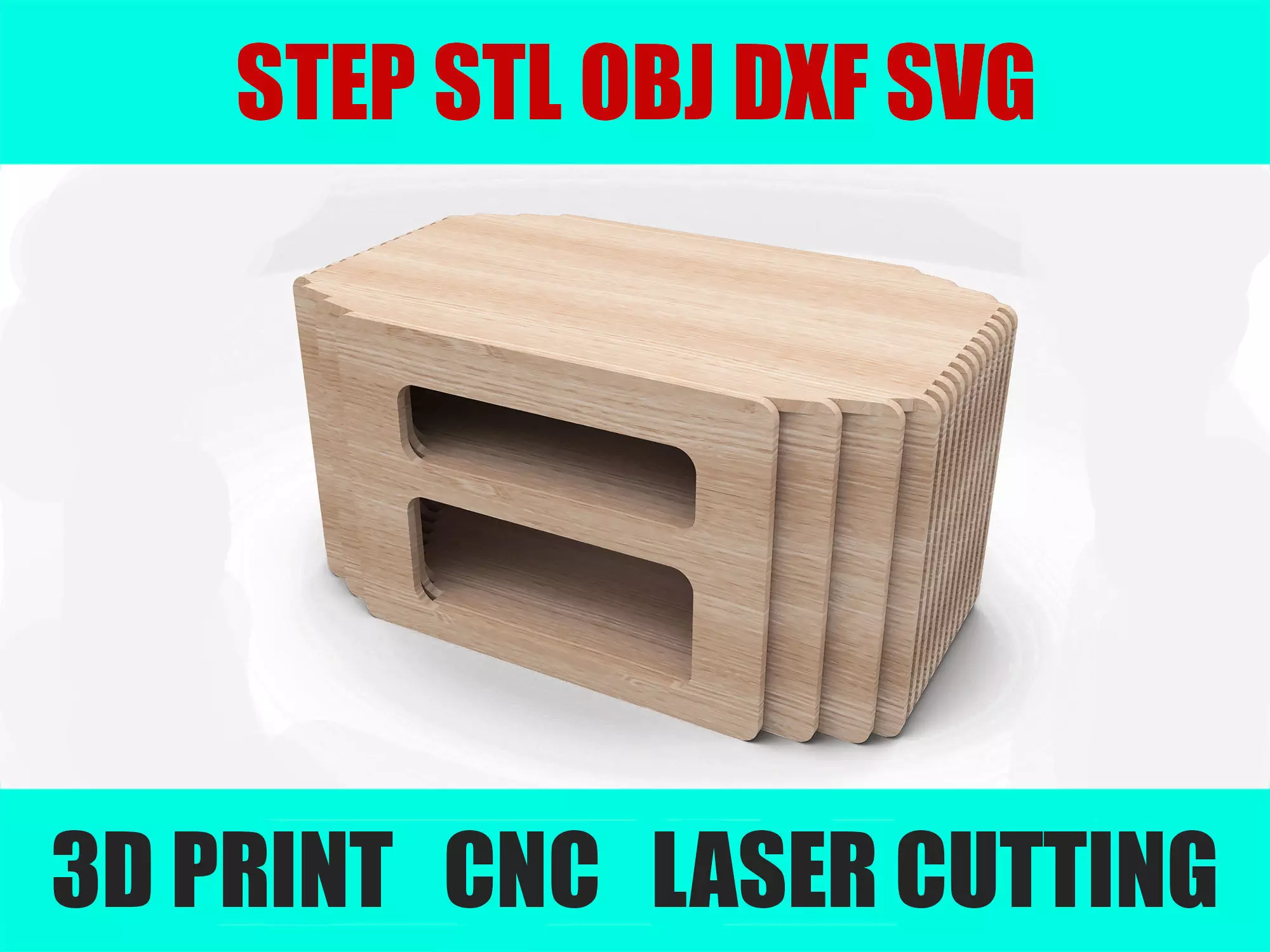 Coffee Table with Storage CNC Laser Cut STL OBJ STEP DXF SVG 3D print model