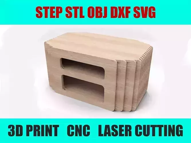 Coffee Table with Storage  CNC Laser Cut  STL OBJ STEP DXF SVG 3D print model