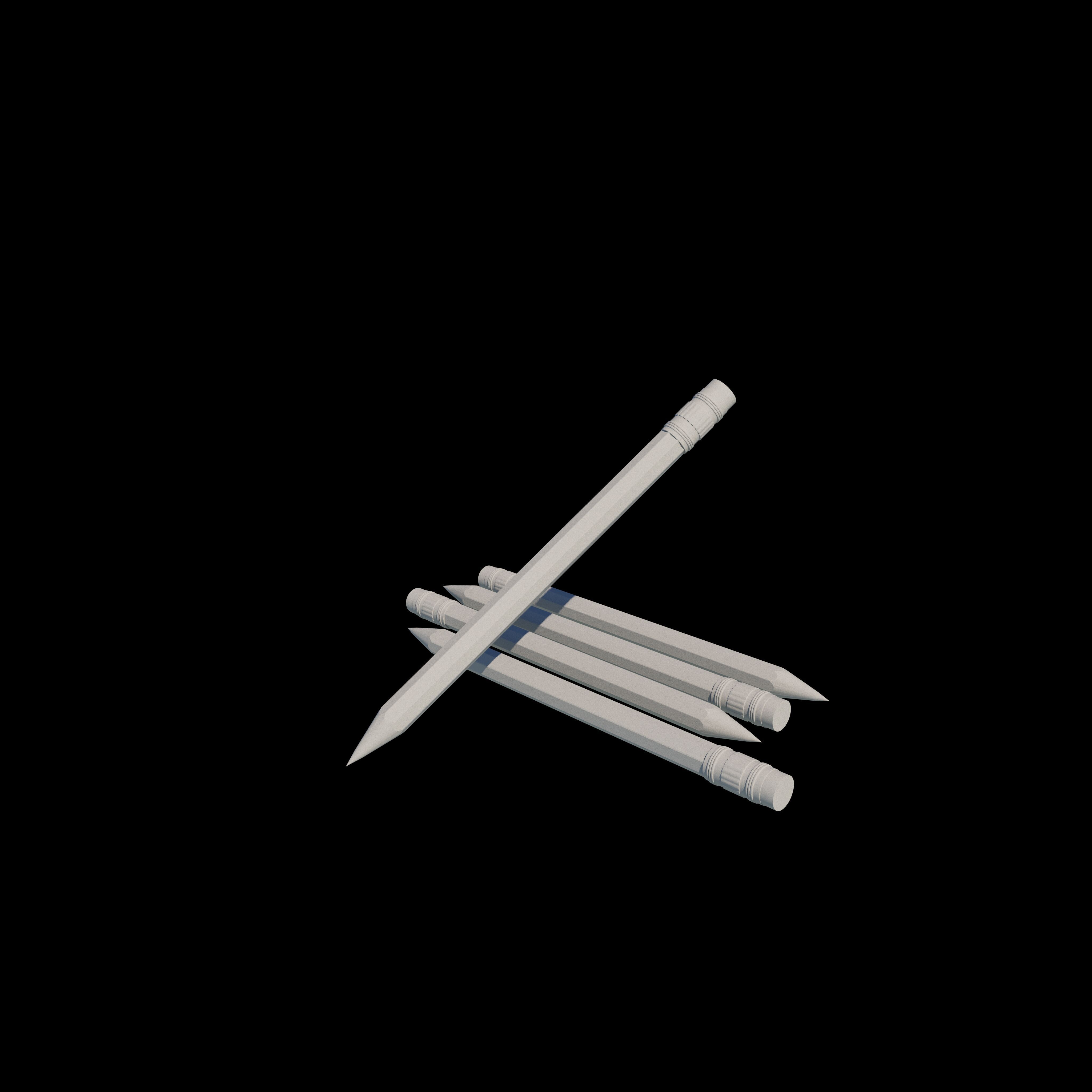 Pencil with Eraser 3D model_10