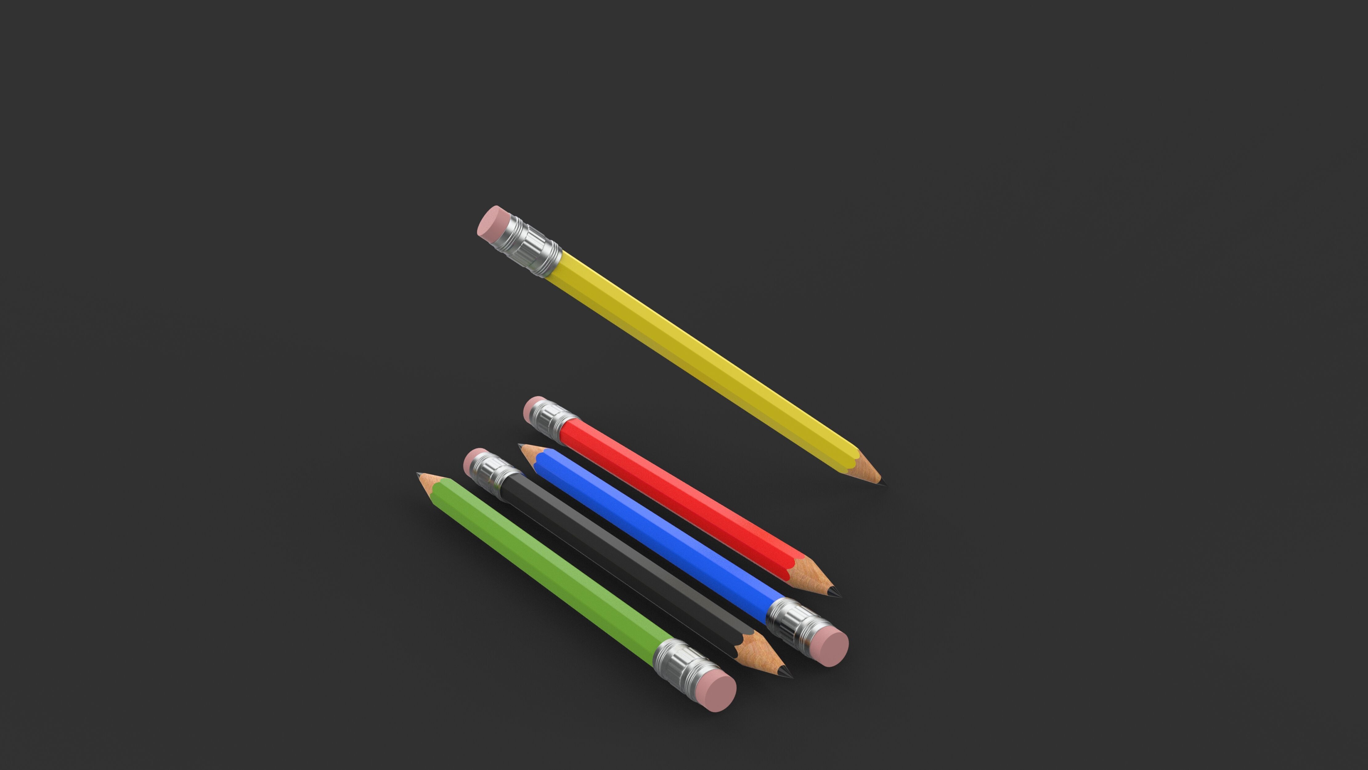 Pencil with Eraser 3D model_7
