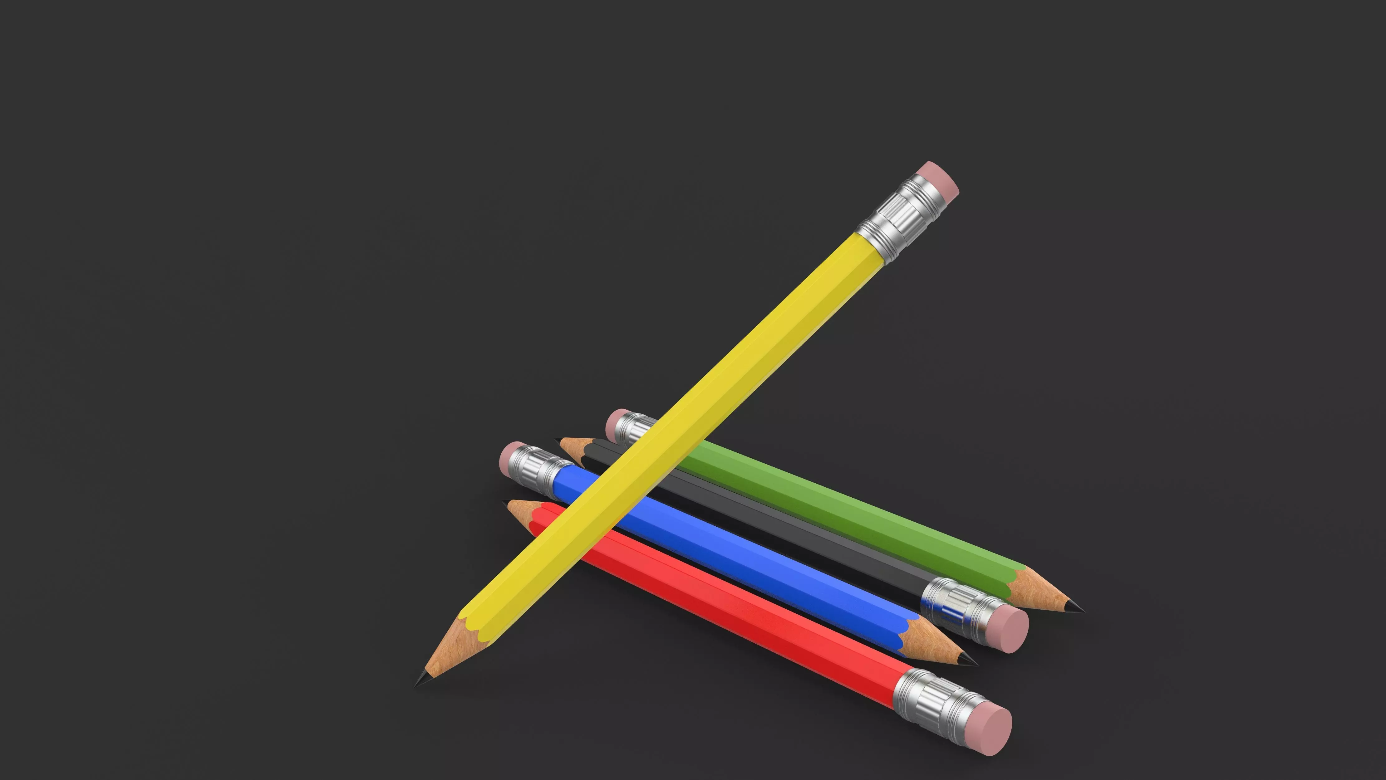 Pencil with Eraser 3D model_0