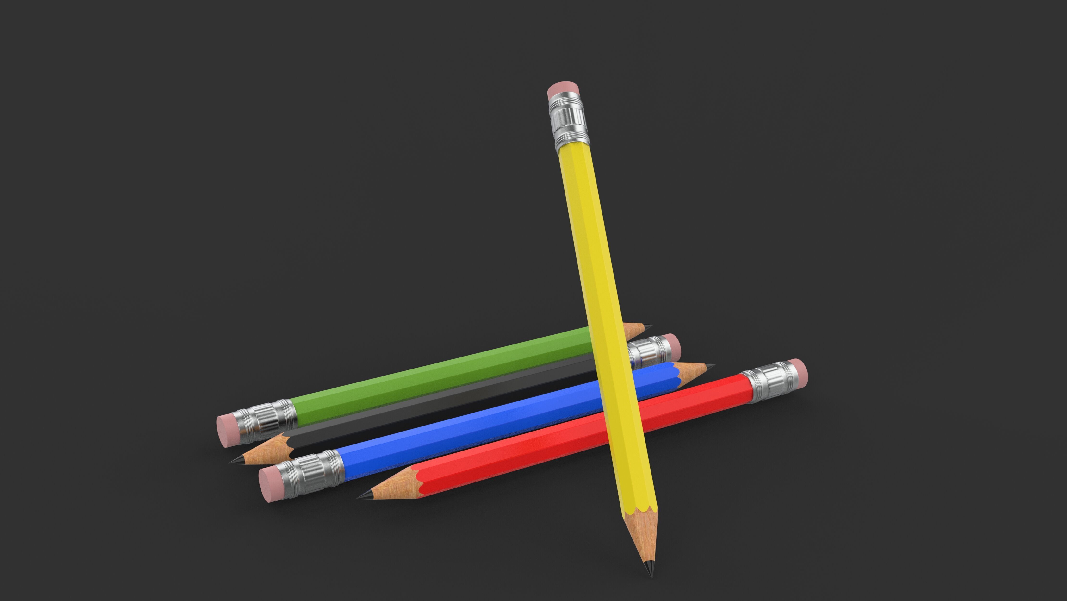 Pencil with Eraser 3D model_8
