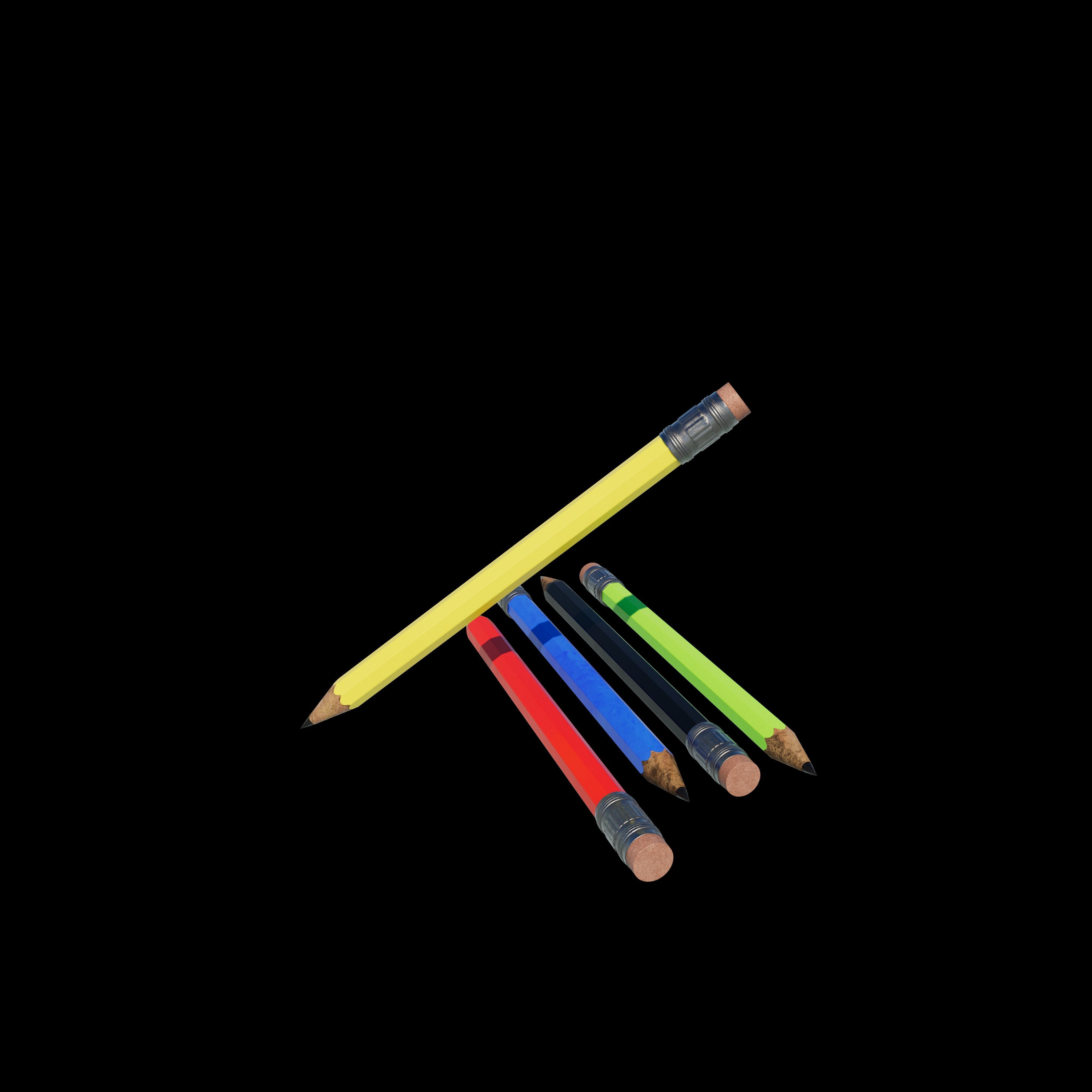 Pencil with Eraser 3D model_5
