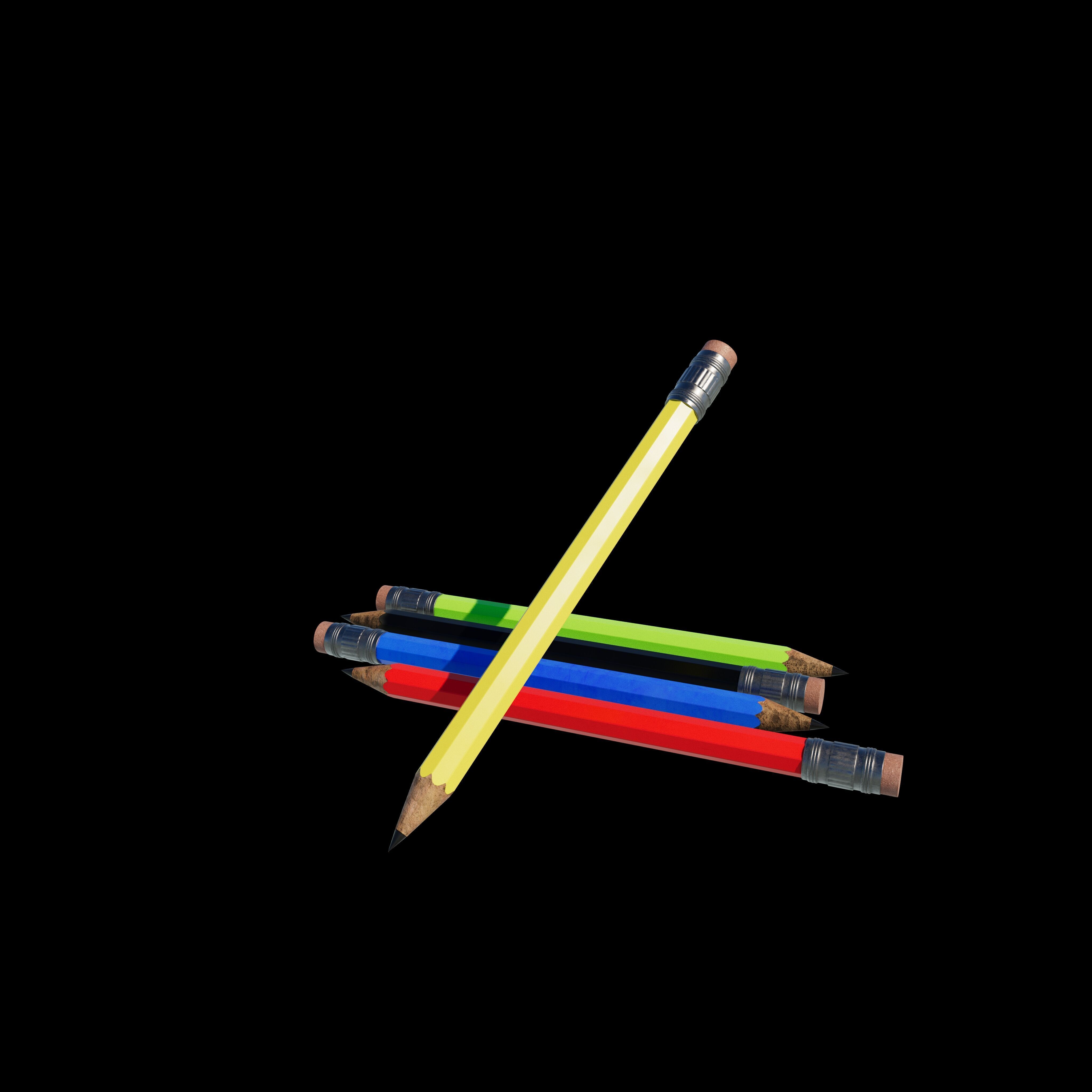 Pencil with Eraser 3D model_6