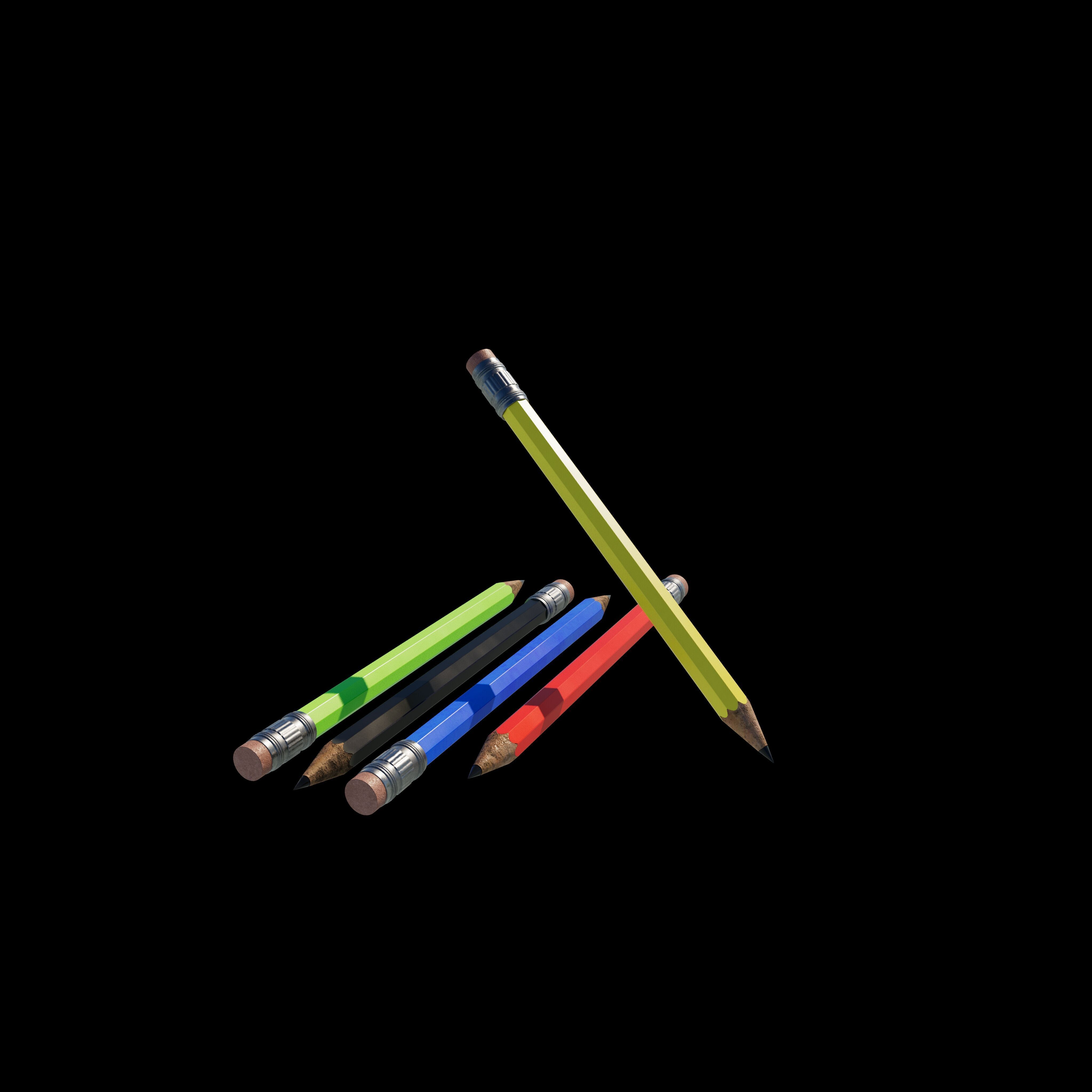 Pencil with Eraser 3D model_4