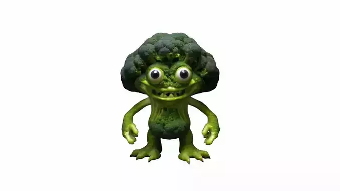 3d Broccoli Monster Cartoon High Render