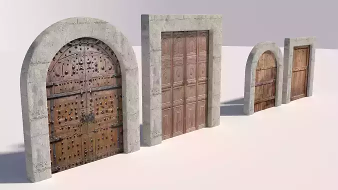 Old Ancient Wood and Steel Iron Doors