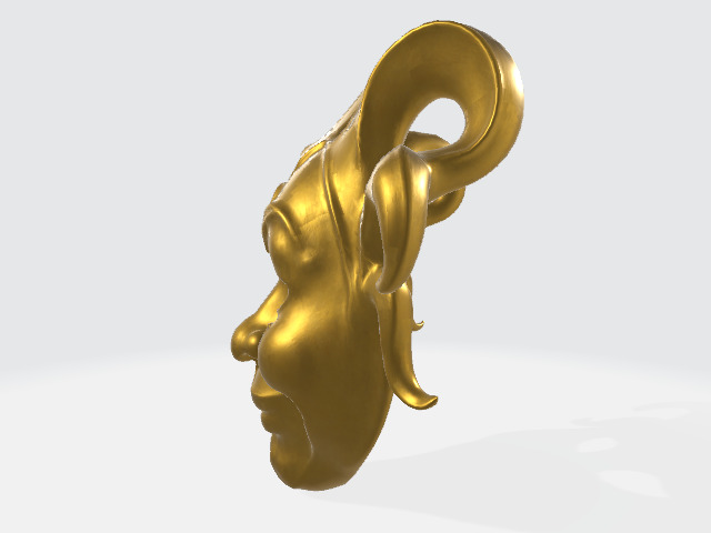 Golden Jester Mask Low-poly 3D model_4