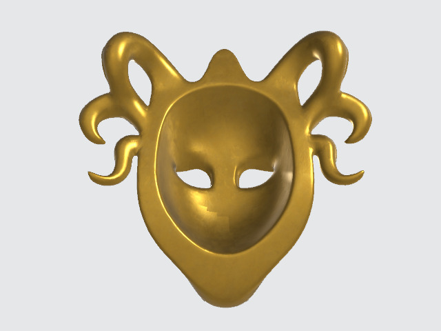 Golden Jester Mask Low-poly 3D model_6