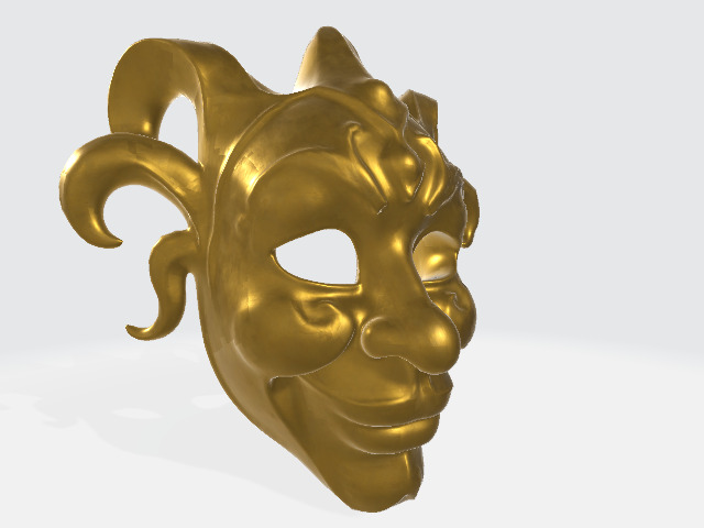 Golden Jester Mask Low-poly 3D model_1