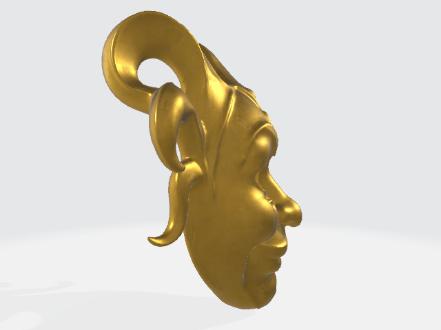 Golden Jester Mask Low-poly 3D model_3