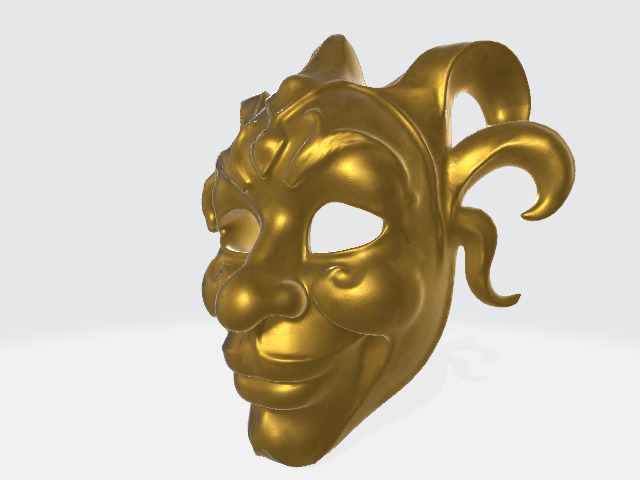 Golden Jester Mask Low-poly 3D model_2