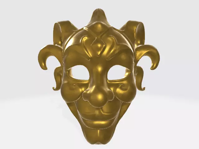 Golden Jester Mask Low-poly 3D model_0