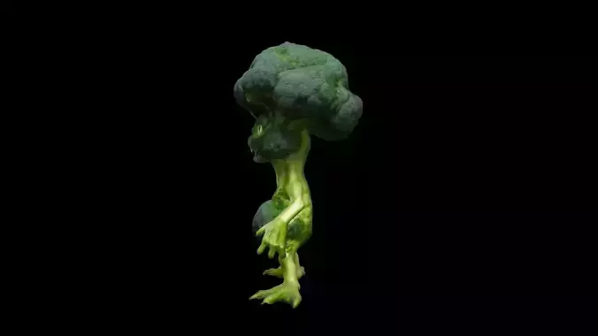 3d Broccoli Monster Cartoon High Render