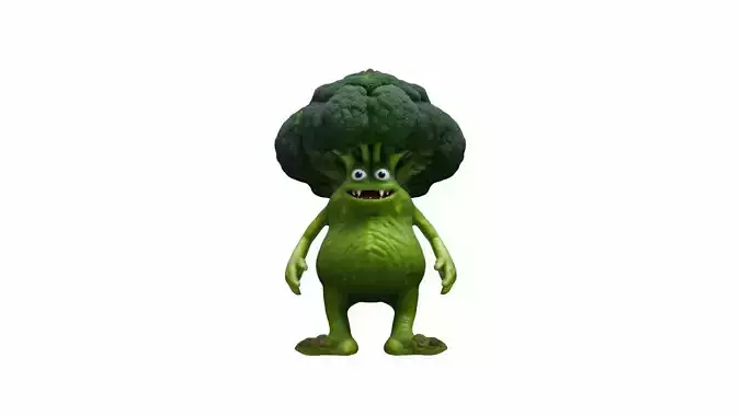 3d Broccoli Monster Cartoon High Render