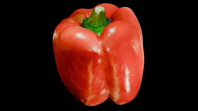 Realistic Scanned Red Bell Pepper  OBJ - MTL - STL - PLY 3D model