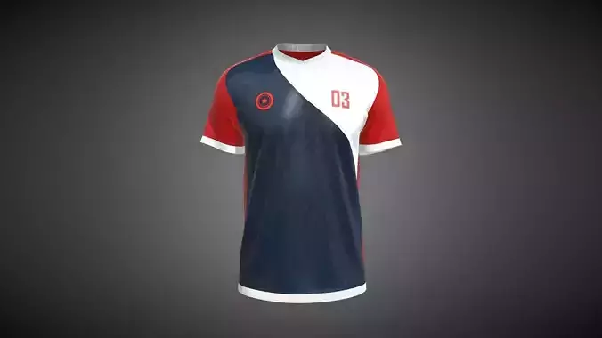 Soccer Blue And Red Jersey Player-03 In Low Poly Low-poly 3D model