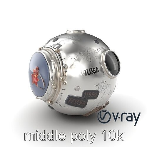 Luna 2 Soviet Spacecraft Sphere Design model pack Low-poly 3D model