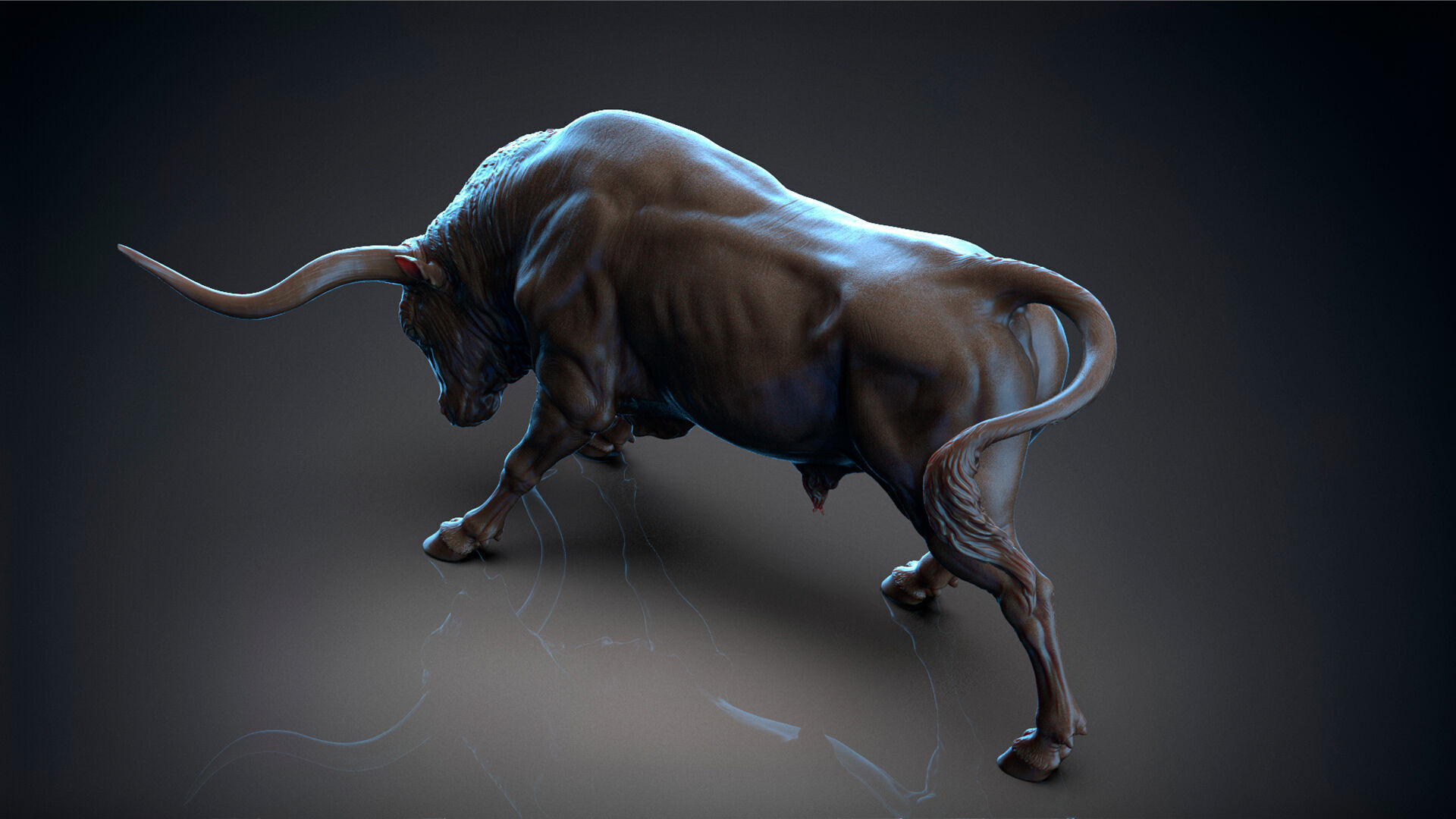 Bull - Texas Longhorn  I  3D Sculpting 3D print model_9
