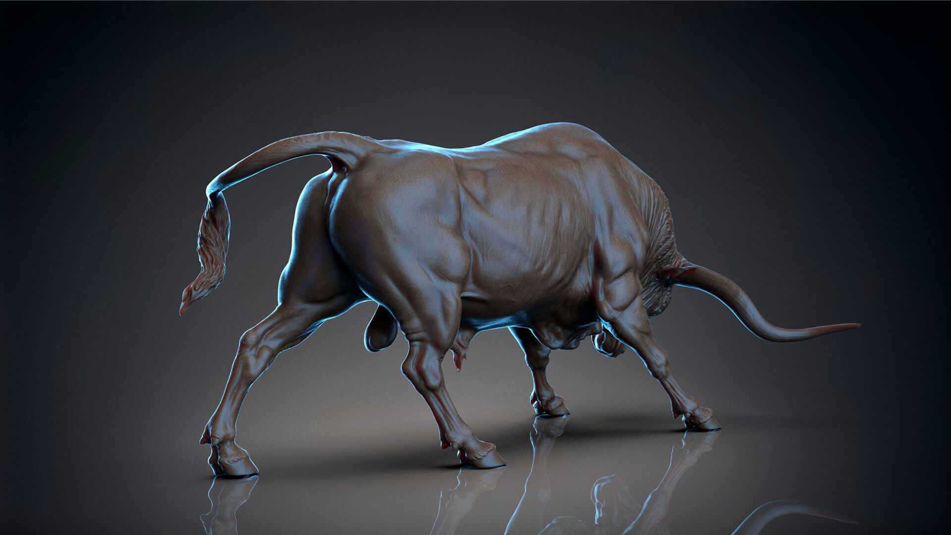 Bull - Texas Longhorn  I  3D Sculpting 3D print model_10
