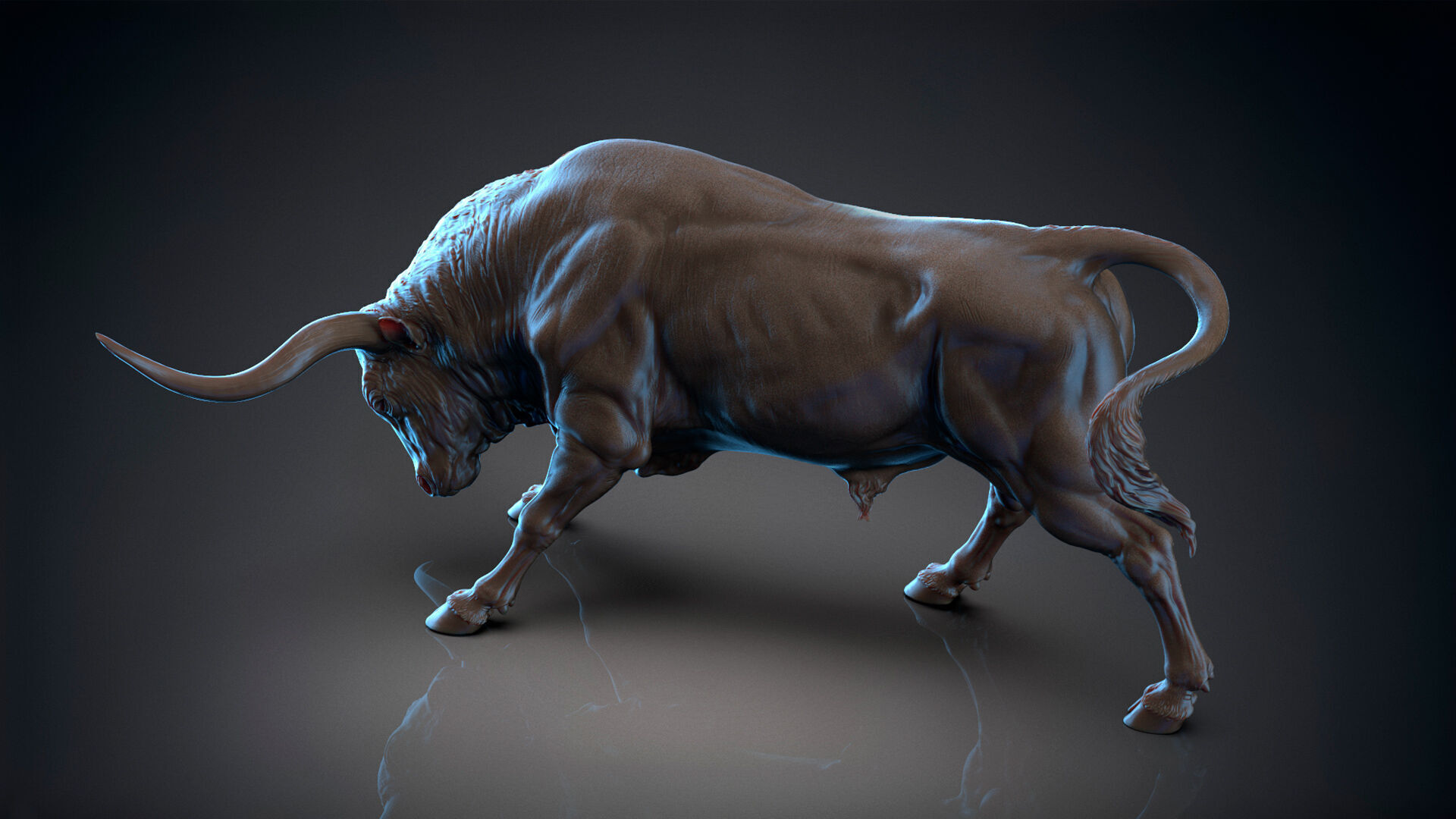 Bull - Texas Longhorn  I  3D Sculpting 3D print model_11