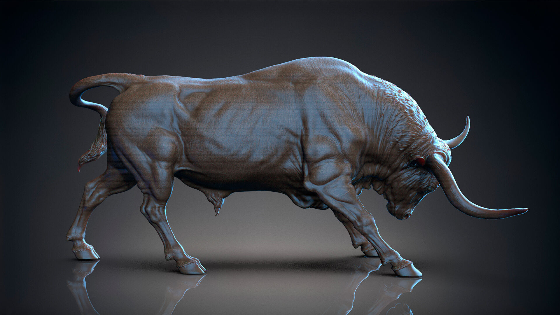 Bull - Texas Longhorn  I  3D Sculpting 3D print model_8