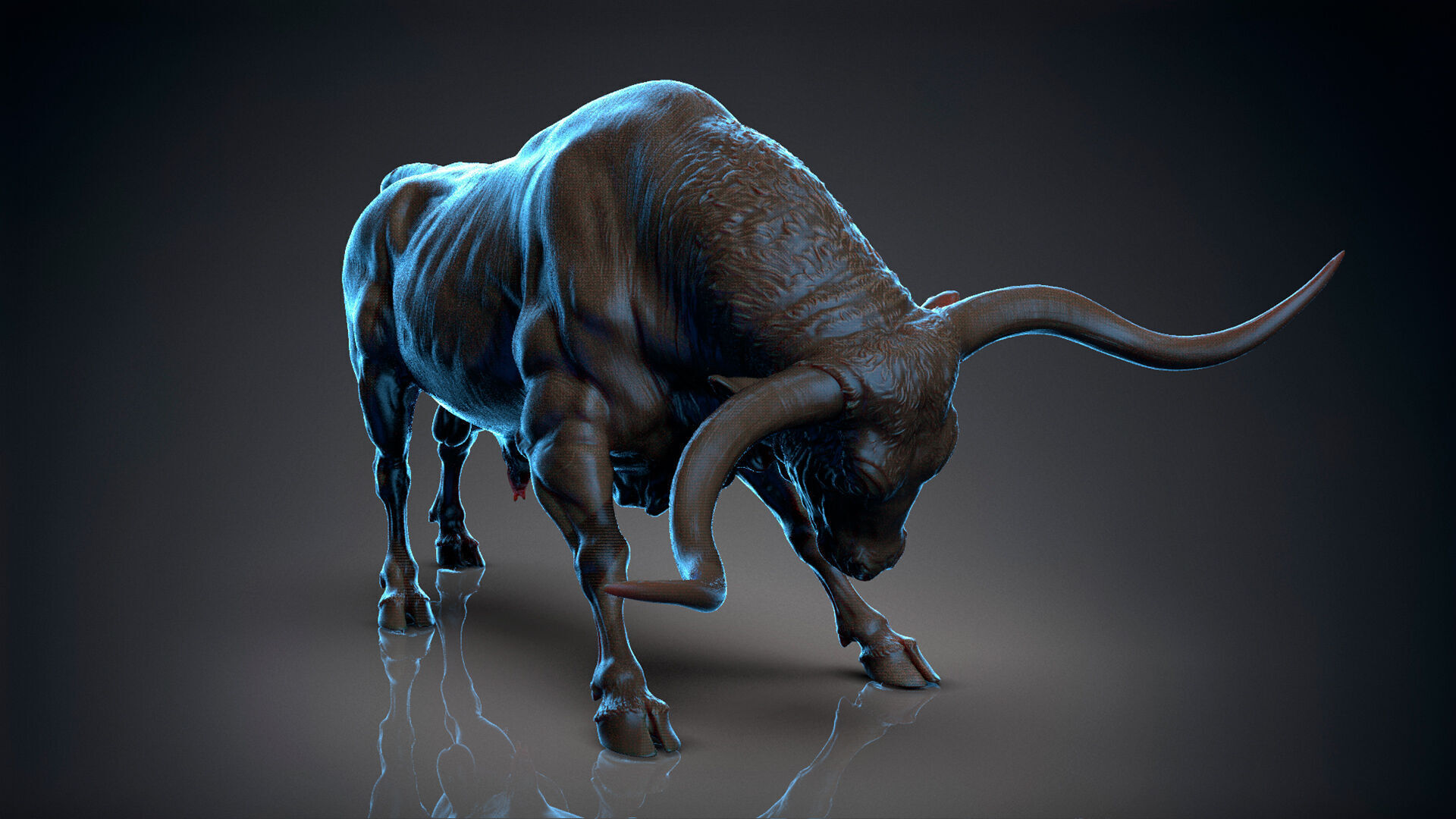 Bull - Texas Longhorn  I  3D Sculpting 3D print model_2