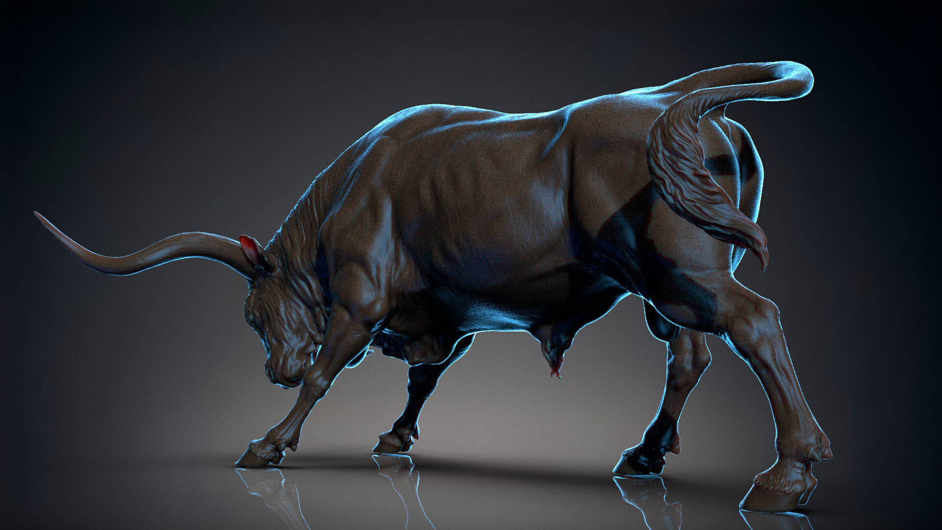 Bull - Texas Longhorn  I  3D Sculpting 3D print model_4