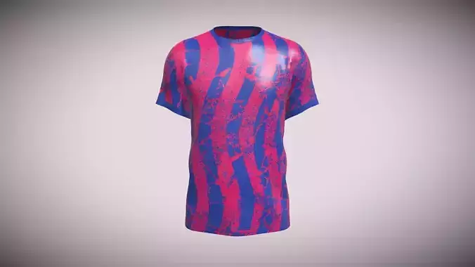 Soccer Blue And Red Jersey Player-11 In Low Poly