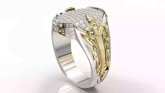 Man Diamond Ring Gold Silver Jewelry Printable - 01