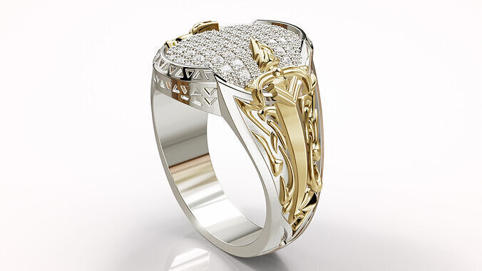 Man Diamond Ring Gold Silver Jewelry Printable - 01 Free 3D print model