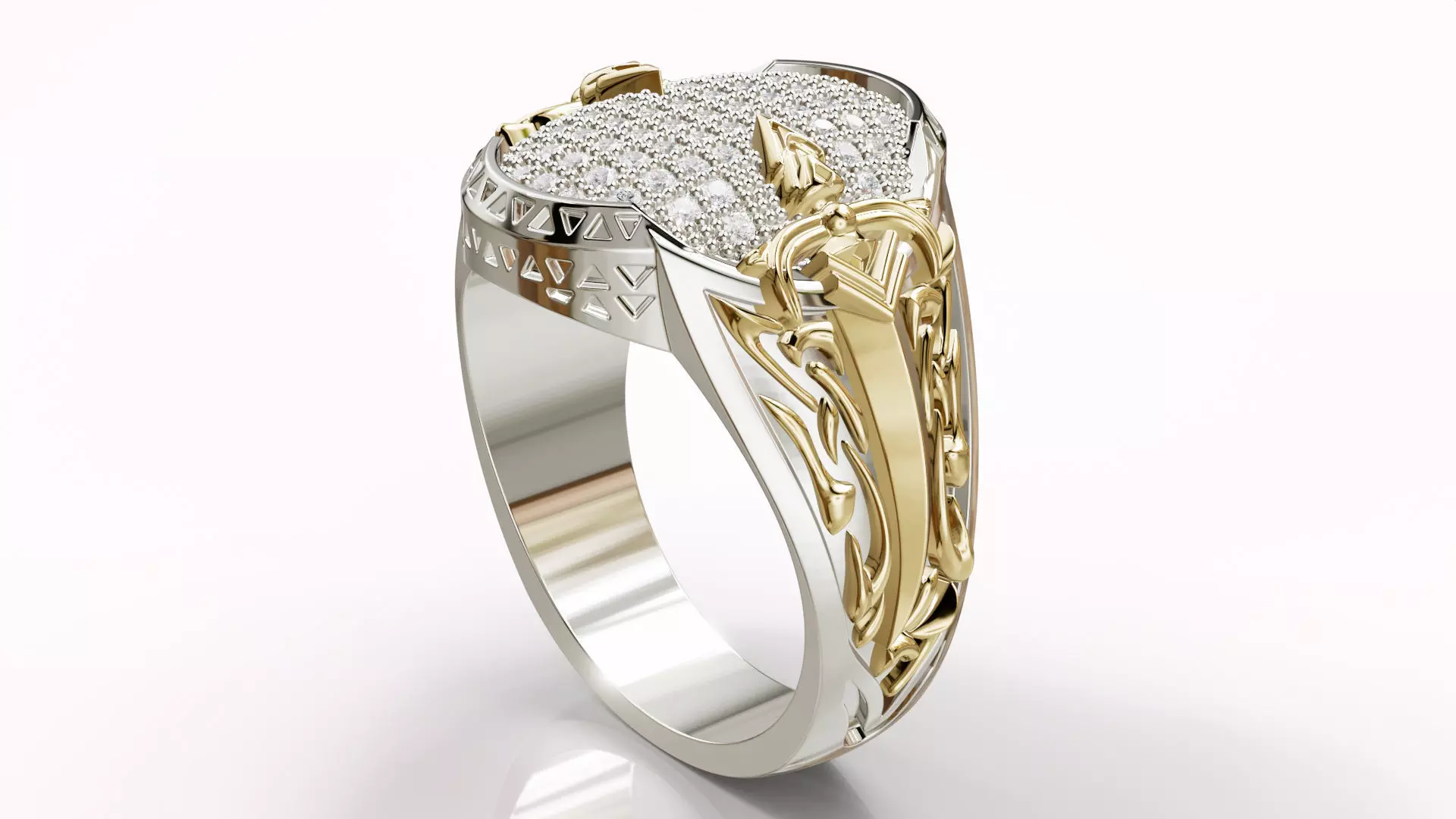 Man Diamond Ring Gold Silver Jewelry Printable - 01 Free 3D print model