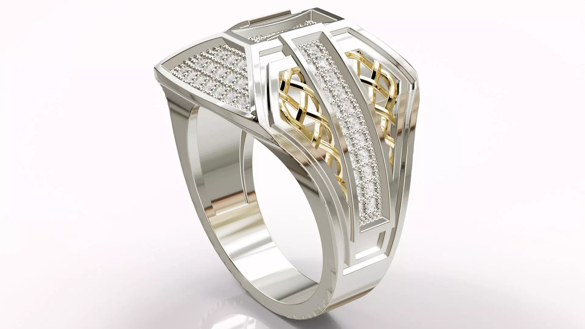 Man Diamond Ring Gold Silver Jewelry Printable - 02 Free 3D print model